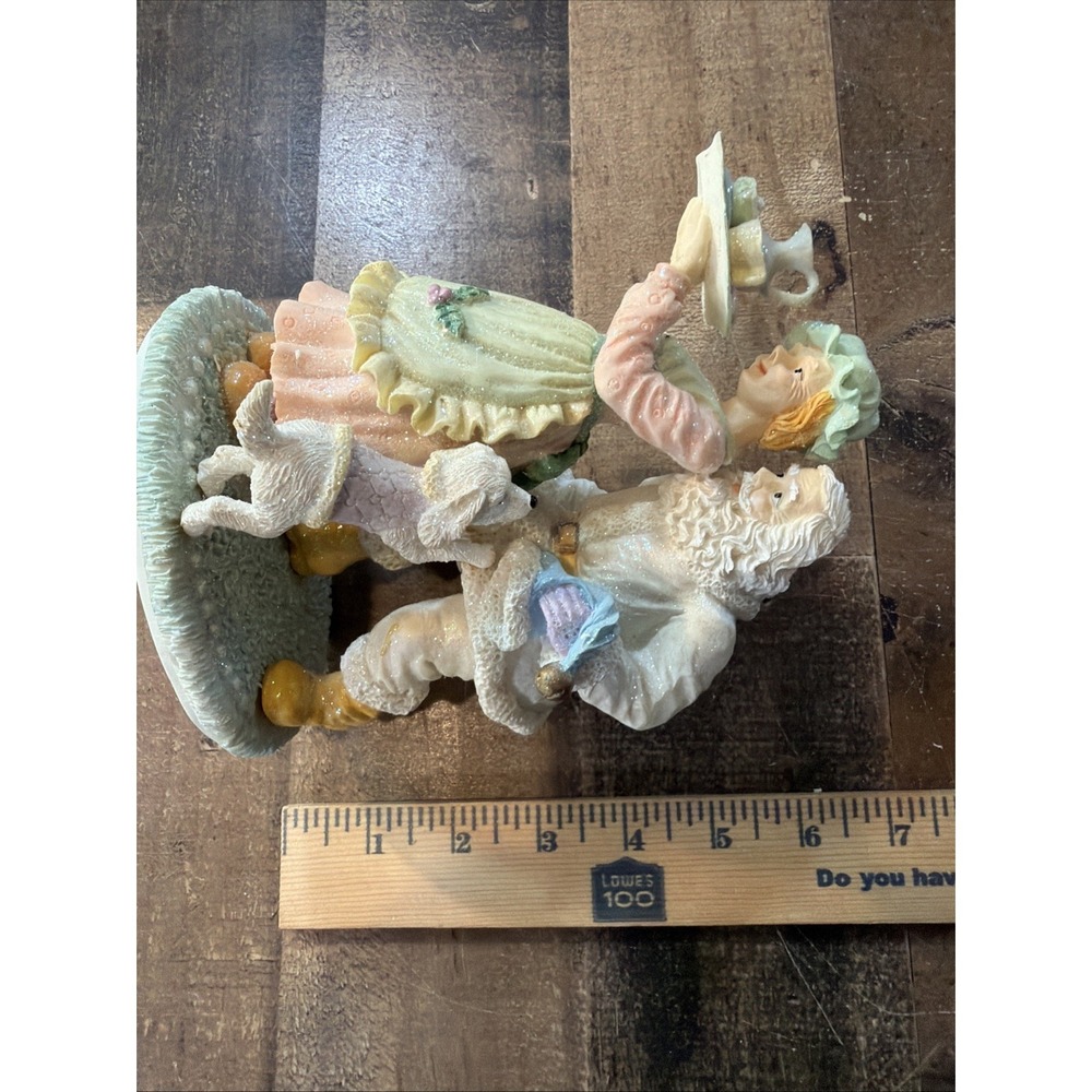 VTG 1990s Sears Pastel Santa Claus Figurine Mrs Claus Dog Resin Glitter W/‎ Box - Picture 16 of 16